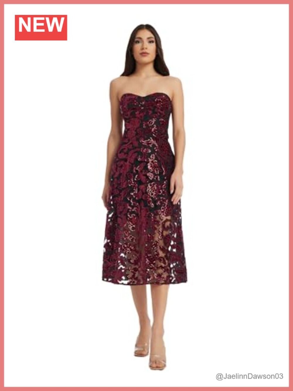 Fit and Flare Midi Dress Sequin Embellished Sleeveless Cocktail Party